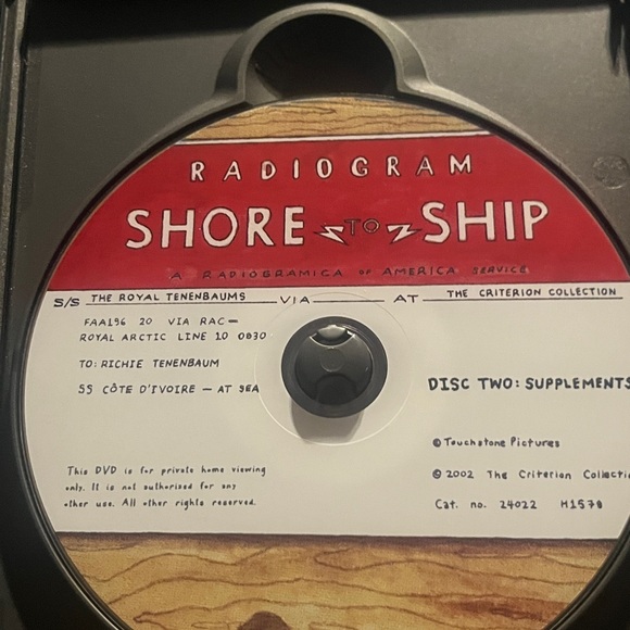 The Royal Tenenbaums The Criterion Collection. Radiogram Ship to Shore DVD - Picture 7 of 8